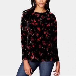 J. Jill Velvet Red Floral Top